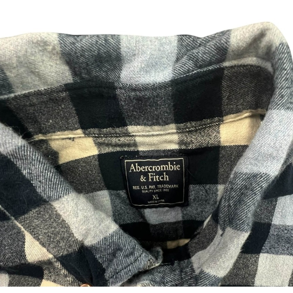 Abercrombie Fitch Mens Plaid Flannel Long Sleeve Button Up Shirt XL - Picture 3 of 7